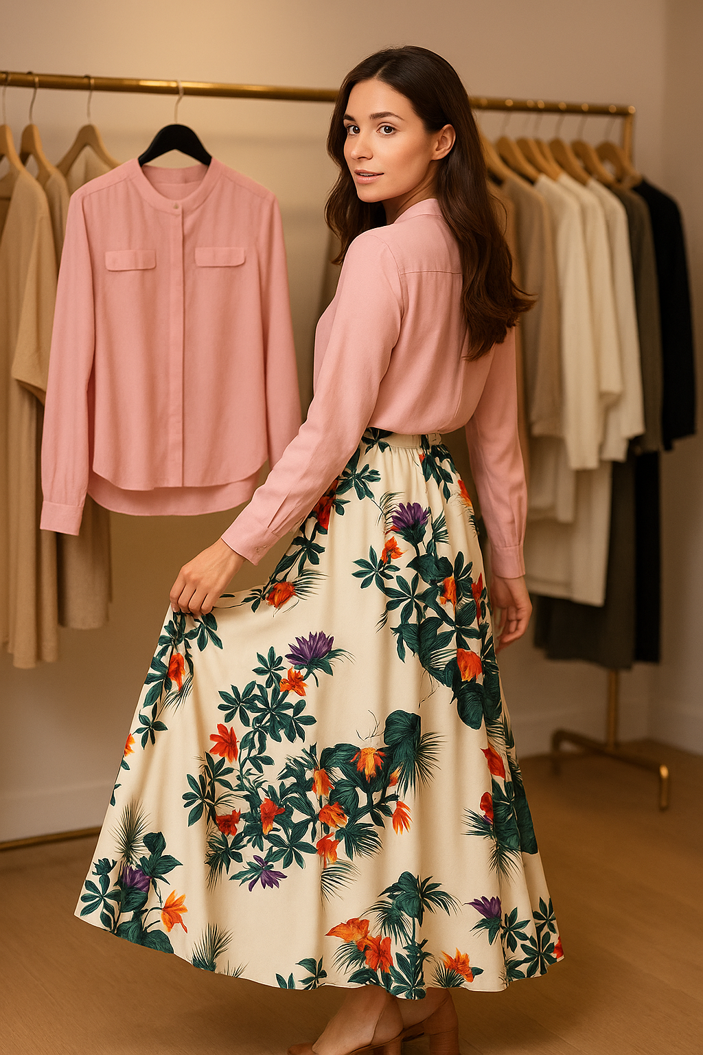 Women Rayon Top with Skirt Sets